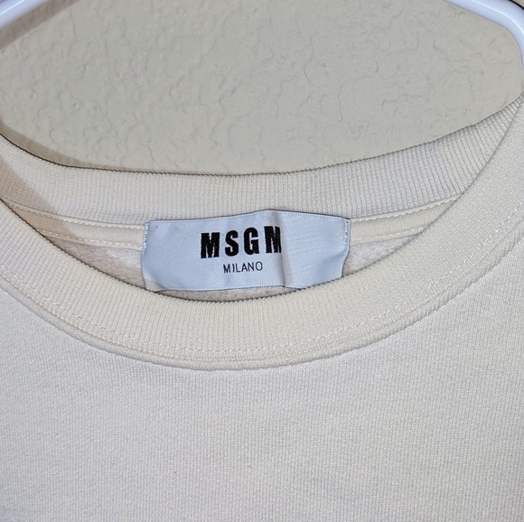 MSGM White and Gold Oversized Pullover Sweatshirt - Picture 3 of 4